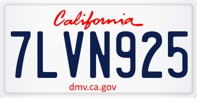 CA license plate 7LVN925