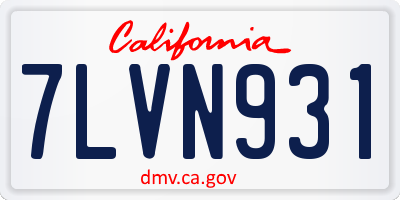 CA license plate 7LVN931