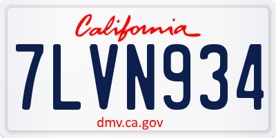 CA license plate 7LVN934