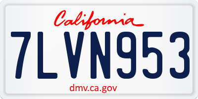 CA license plate 7LVN953