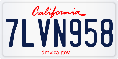 CA license plate 7LVN958