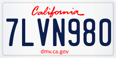 CA license plate 7LVN980