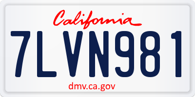 CA license plate 7LVN981