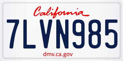CA license plate 7LVN985