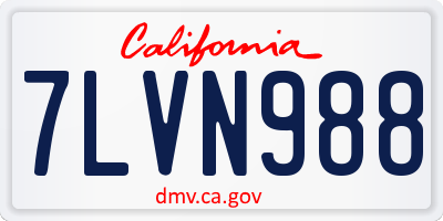 CA license plate 7LVN988