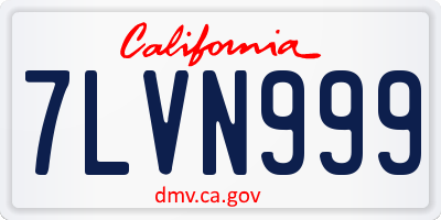 CA license plate 7LVN999