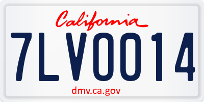 CA license plate 7LVO014