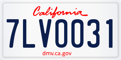 CA license plate 7LVO031