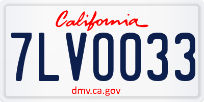 CA license plate 7LVO033