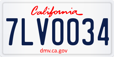 CA license plate 7LVO034
