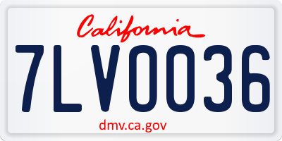 CA license plate 7LVO036