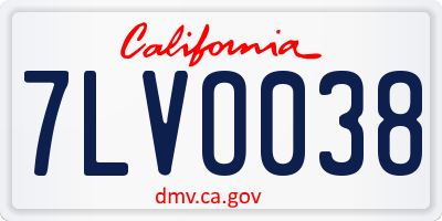 CA license plate 7LVO038
