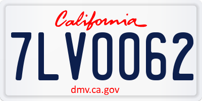 CA license plate 7LVO062