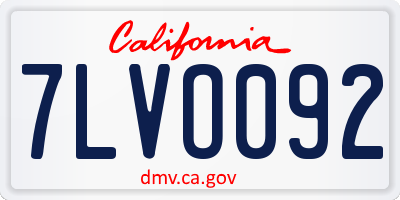 CA license plate 7LVO092