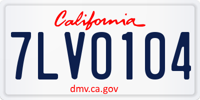 CA license plate 7LVO104