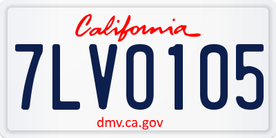 CA license plate 7LVO105