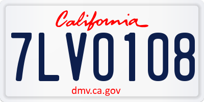 CA license plate 7LVO108