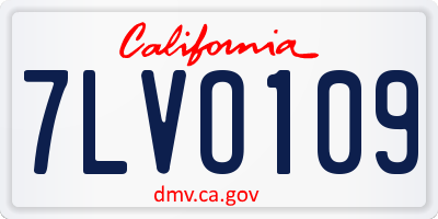 CA license plate 7LVO109