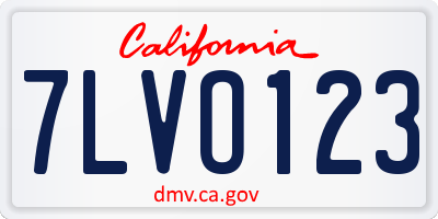 CA license plate 7LVO123