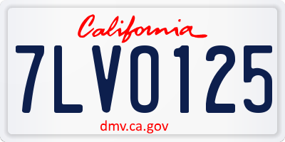 CA license plate 7LVO125