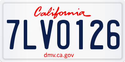 CA license plate 7LVO126