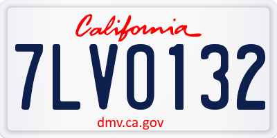 CA license plate 7LVO132