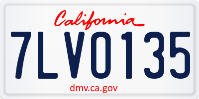 CA license plate 7LVO135