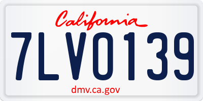 CA license plate 7LVO139