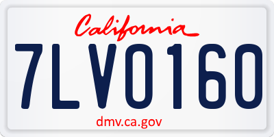 CA license plate 7LVO160