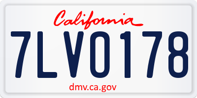 CA license plate 7LVO178
