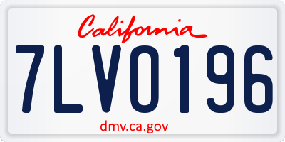 CA license plate 7LVO196