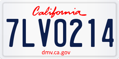 CA license plate 7LVO214