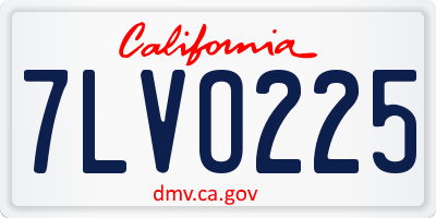 CA license plate 7LVO225
