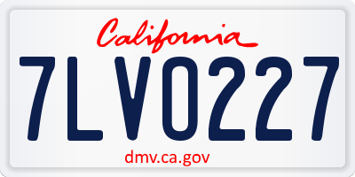 CA license plate 7LVO227