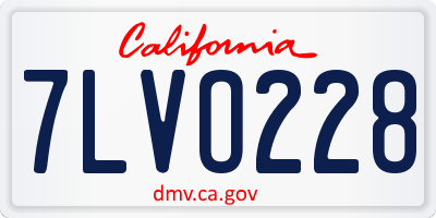 CA license plate 7LVO228