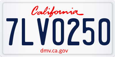 CA license plate 7LVO250