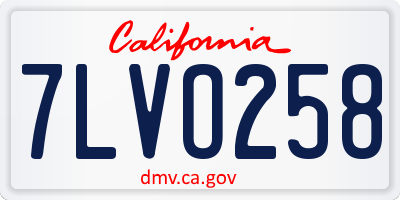 CA license plate 7LVO258