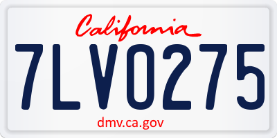 CA license plate 7LVO275