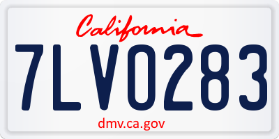 CA license plate 7LVO283