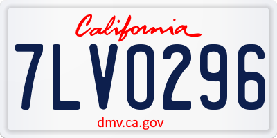 CA license plate 7LVO296