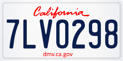 CA license plate 7LVO298