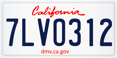 CA license plate 7LVO312