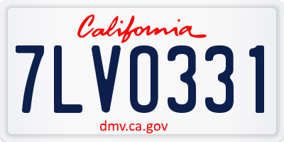 CA license plate 7LVO331