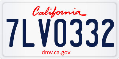 CA license plate 7LVO332