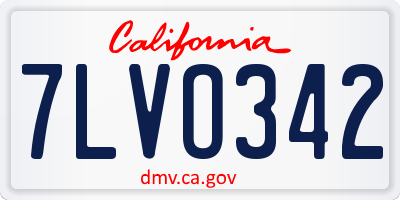 CA license plate 7LVO342