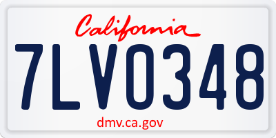 CA license plate 7LVO348