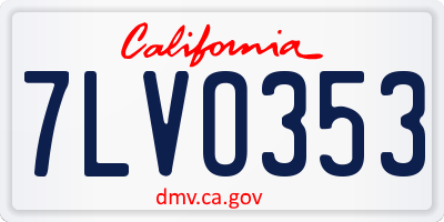 CA license plate 7LVO353