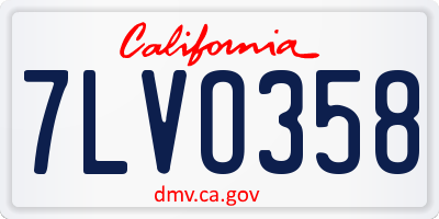 CA license plate 7LVO358
