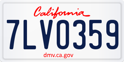 CA license plate 7LVO359