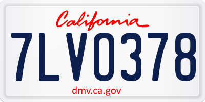 CA license plate 7LVO378